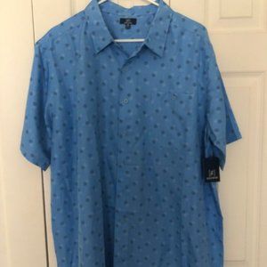 Mens Short Sleeve Microfiber Shirt Blue Design-George-Size L